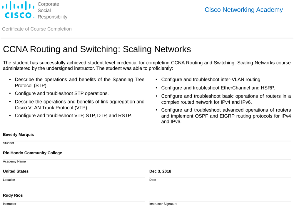 CCNA Scaling Networks Beverly Marquis