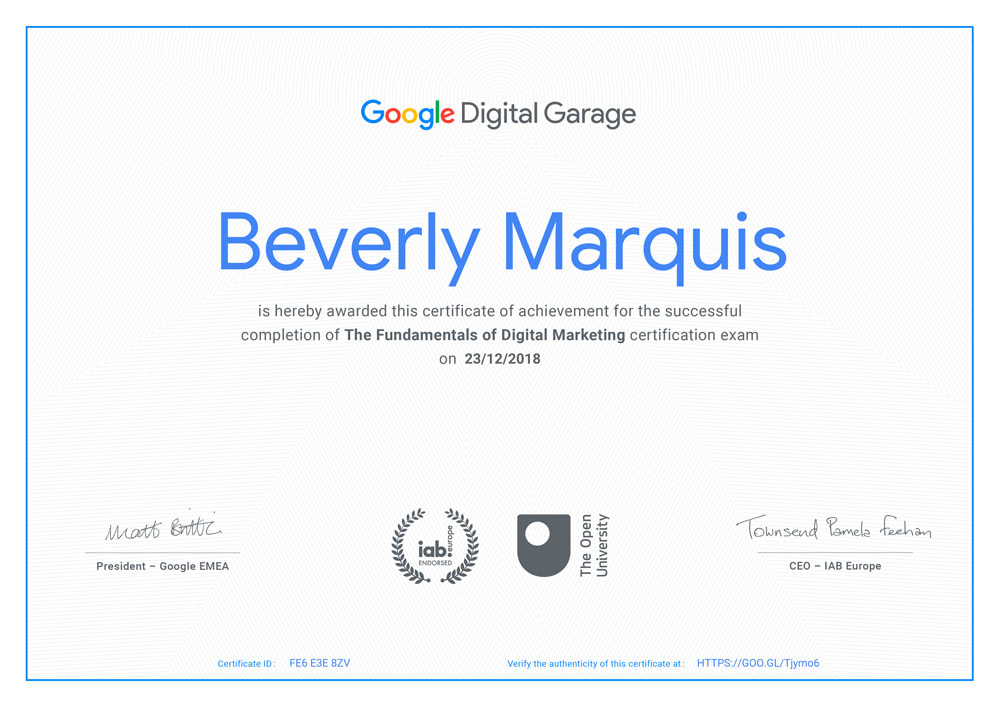 Google Digital Garage Beverly Marquis