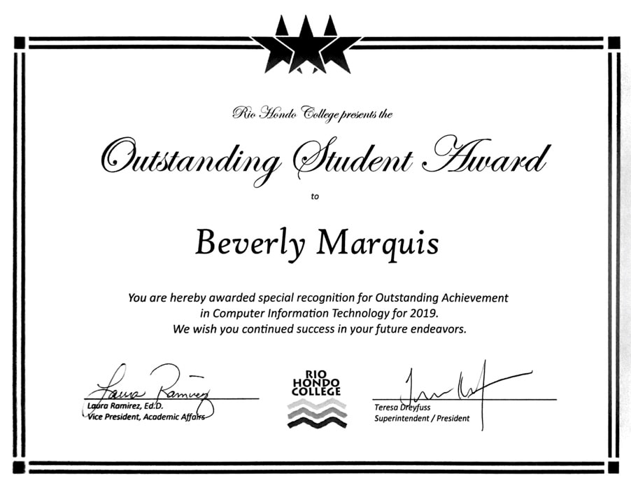Outstanding CSIT Student Award Beverly Marquis